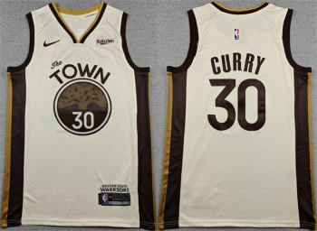 Men's Golden State Warriors #30 Stephen Curry Tan City Edition Stitched Basketball