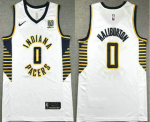 Men’s Indiana Pacers #0 Tyrese Haliburton White Association Edition Sponsor