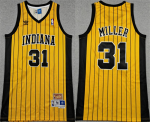 Men’s Indiana Pacers #31 Reggie Miller Yellow Throwback Stitched Jersey