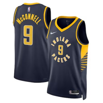 Men's Indiana Pacers #9 T.J. McConnell Navy Icon Edition Stitched Jersey