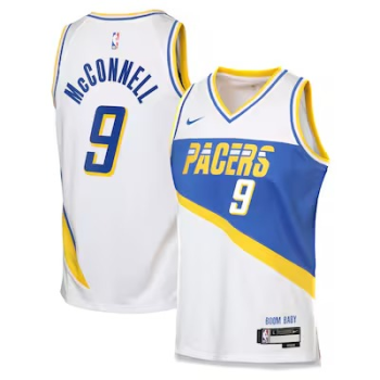 Men's Indiana Pacers #9 T.J. McConnell White 2025-26 City Edition Stitched Jersey