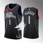 Men’s Los Angeles Clippers #1 James Harden Black Statement Edition Stitched