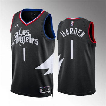 Men's Los Angeles Clippers #1 James Harden Black Statement Edition Stitched