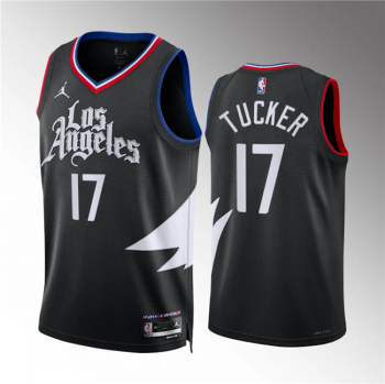 Men's Los Angeles Clippers #17 P.j. Tucker Black Statement Edition Stitched