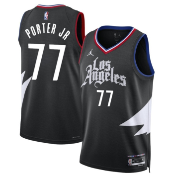 Men's Los Angeles Clippers #77 Kevin Porter Jr Black Statement Edition Stitched
