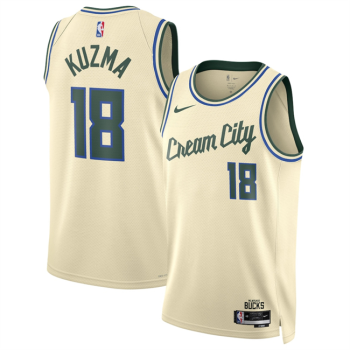 Men's Milwaukee Bucks #18 Kyle Kuzma Cream 2025-26 City Edition Stitched