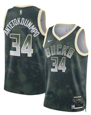 Men's Milwaukee Bucks #34 Giannis Antetokounmpo Green 2025 Select Series