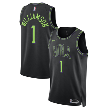 Men's New Orleans Pelicans #1 Zion Williamson Black 2025-26 City Ediiton Stitched