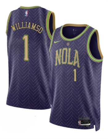 Men's New Orleans Pelicans #1 Zion Williamson Purple 2024-25 City Ediiton Stitched