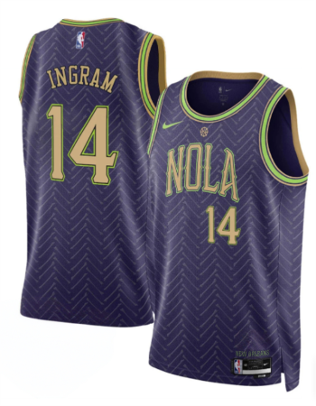 Men's New Orleans Pelicans #14 Brandon Ingram Purple 2024-25 City Ediiton Stitched