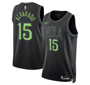 Men's New Orleans Pelicans #15 Jose Alvarado Black 2025-26 City Ediiton Stitched
