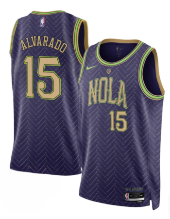 Men's New Orleans Pelicans #15 Jose Alvarado Purple 2024-25 City Ediiton Stitched
