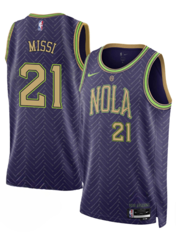 Men's New Orleans Pelicans #21 Yves Missi Purple 2024-25 City Ediiton Stitched