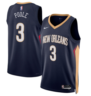 Men's New Orleans Pelicans #3 Jordan Poole Navy 2025 Icon Edition Stitched