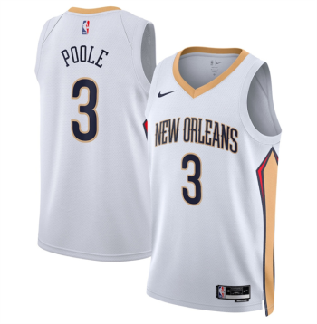 Men's New Orleans Pelicans #3 Jordan Poole White 2025 Association Edition Stitched