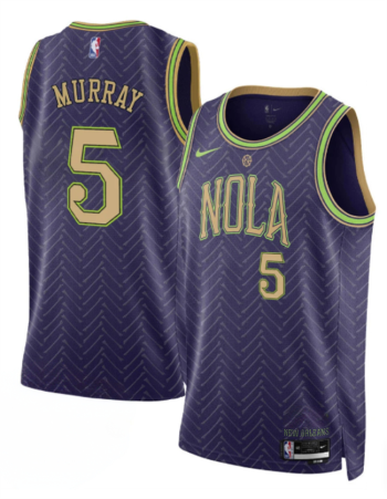 Men's New Orleans Pelicans #5 Dejounte Murray Purple 2024-25 City Ediiton Stitched