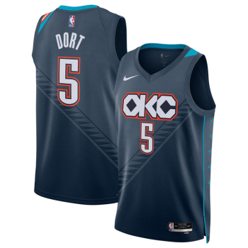 Men's Oklahoma City Thunder #5 Luguentz Dort Navy 2025-26 City Edition