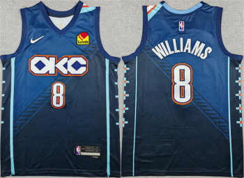 Men's Oklahoma City Thunder #8 Jalen Williams Navy 2025-26 City Edition