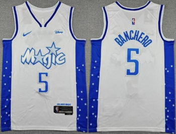 Men's Orlando Magic #5 Paolo Banchero White 2025-26 City Edition Sponsor