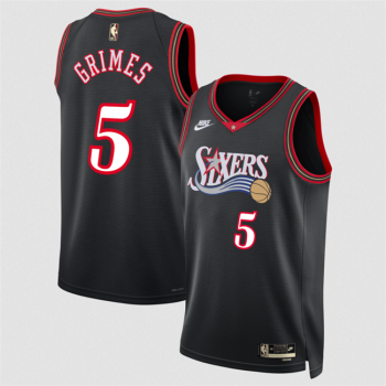 Men's Philadelphia 76ers #5 Quentin Grimes Black 2025 Classic Edition Stitched