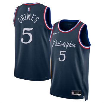 Men's Philadelphia 76ers #5 Quentin Grimes Navy 2025-26 City Edition Stitched