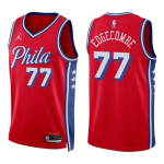 Men’s Philadelphia 76ers #77 V. J. Edgecombe Red 2025 Draft Statement Edition
