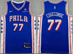 Men’s Philadelphia 76ers #77 V. J. Edgecombe Royal Icon Edition Stitched Jersey