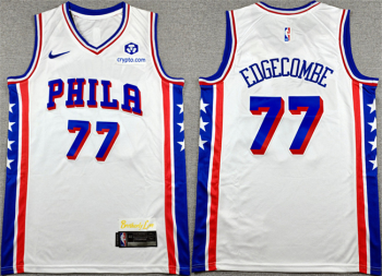 Men's Philadelphia 76ers #77 V. J. Edgecombe White Association Edition Stitched