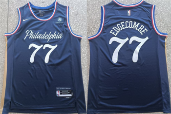 Men's Philadelphia 76ers #77 VJ Edgecombe Navy 2025-26 City Edition Stitched Jersey