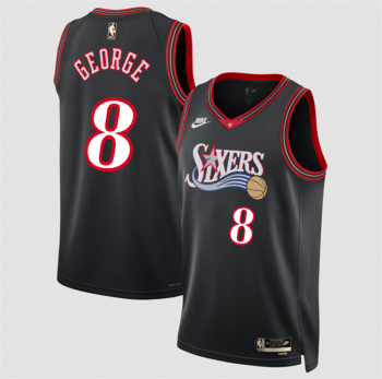 Men's Philadelphia 76ers #8 Paul George Black 2025 Classic Edition Stitched