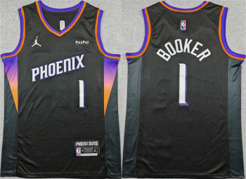 Men's Phoenix Suns #1 Devin Booker Black 2025-26 Statement Edition Stitched