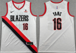 Men’s Portland Trail Blazers #16 Yang Hansen White Association Edition Stitched