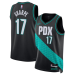 Men’s Portland Trail Blazers #17 Shaedon Sharpe Black 2025-26 City Edition Stitched