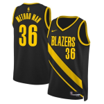 Men’s Portland Trail Blazers #36 Method Man Black Yellow Stitched Basketball