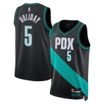 Men’s Portland Trail Blazers #5 Jrue Holiday Black 2025-26 City Edition Swingman