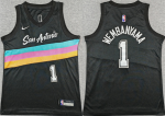 Men’s San Antonio Spurs #1 Victor Wembanyama Black 2025-26 City Edition Stitched