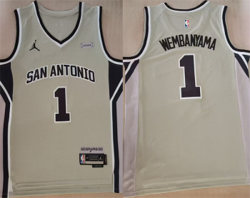 Men's San Antonio Spurs #1 Victor Wembanyama Silver 2025-26 Statement Edition
