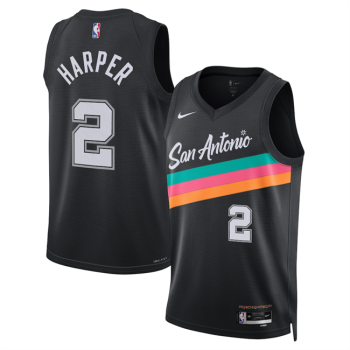 Men's San Antonio Spurs #2 Dylan Harper Black 2025-26 City Edition Stitched