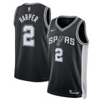 Men’s San Antonio Spurs #2 Dylan Harper Black 2025 Draft Icon Edition Stitched