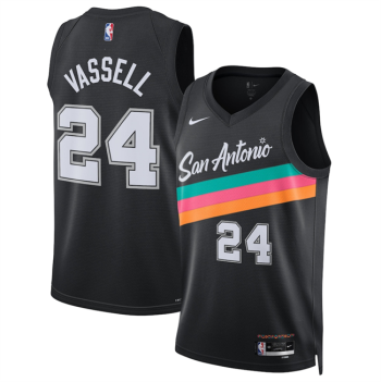 Men's San Antonio Spurs #24 Devin Vassell Black 2025-26 City Edition Stitched
