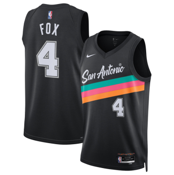Men's San Antonio Spurs #4 De'Aaron Fox Black 2025-26 City Edition Stitched
