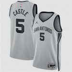Men’s San Antonio Spurs #5 Stephon Castle Silver 2025 Statement Edition Stitched