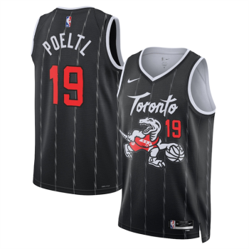 Men's Toronto Raptors #19 Jakob Poeltl Black 2025-26 City Edition Stitched
