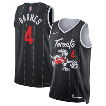 Men's Toronto Raptors #4 Scottie Barnes 2025-26 City Edition Stitched Jersey Black