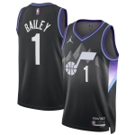 Men’s Utah Jazz #1 Ace Bailey Black 2025 Draft Statement Edition Stitched