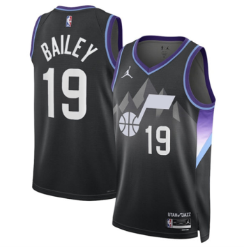 Men's Utah Jazz #19 Ace Bailey Black 2024-25 Draft Statement Edition Stitched