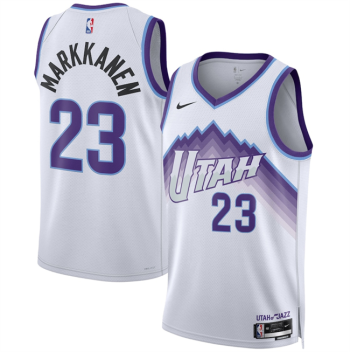 Men's Utah Jazz #23 Lauri Markkanen White 2025 Association Edition Stitched
