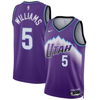 Men's Utah Jazz #5 Cody Williams Purple 2025 Icon Edition Stitched Basketball