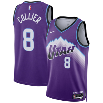 Men's Utah Jazz #8 Isaiah Collier Purple 2025 Icon Edition Stitched Basketball