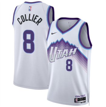 Men's Utah Jazz #8 Isaiah Collier White 2025 Association Edition Stitched